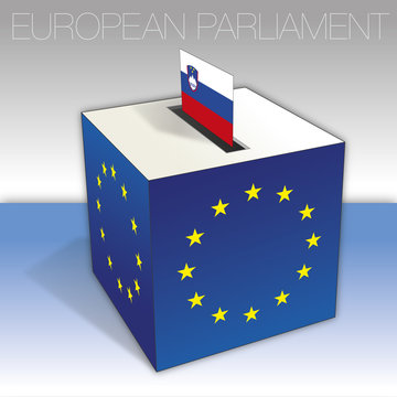Slovenia, voting box, European parliament elections, flag and national symbols, vector illustration