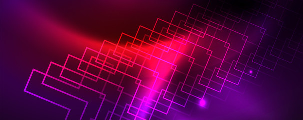 Shiny glowing design background, neon style lines, technology concept, vector