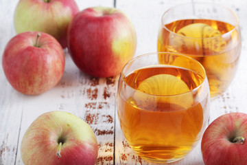 Two glasses with apple juice