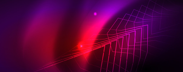 Shiny glowing design background, neon style lines, technology concept, vector