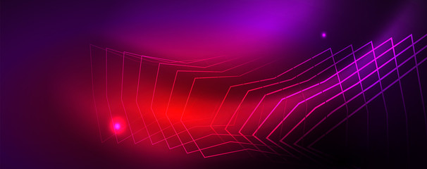 Shiny glowing design background, neon style lines, technology concept, vector