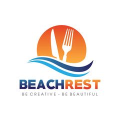 Sea Food, Beach Restaurant Logo Vector