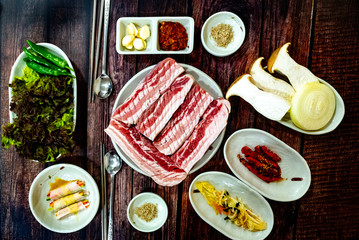 la갈비, 삼겹살, 샤브샤브, 고기구이, 음식점, 스프