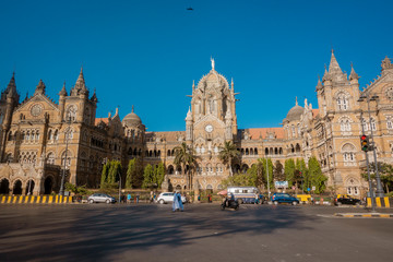 Naklejka premium Mumbai, India;05/19/2019; Main railway station building in mumbai , India