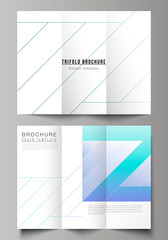 The minimal vector illustration of editable layouts. Modern creative covers design templates for trifold brochure or flyer. Creative modern cover concept, colorful background.