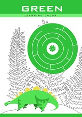 Learning colors. Green. Educational material for children. Worksheet for kids.
