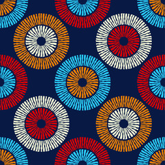Polka dots seamless pattern. Mosaic of ethnic figures. Patterned texture. Geometric background. Can be used for wallpaper, textile, invitation card, wrapping, web page background.