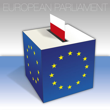 Poland, voting box, European parliament elections, flag and national symbols, vector illustration