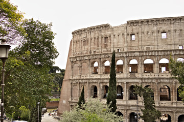 Obraz premium Detail of the Colosseum also called the Flavian Amphitheater. Th