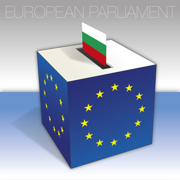 Bulgaria, voting box, European parliament elections, flag and national symbols, vector illustration