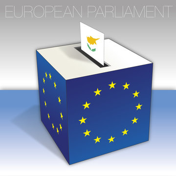 Cyprus, voting box, European parliament elections, flag and national symbols, vector illustration