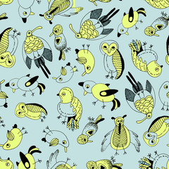 Colorful vertical tropical pattern. backdrop with plants and bird.