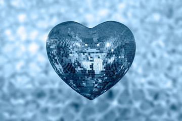 Heart shape Love symbol with Heart Shaped Disco Ball