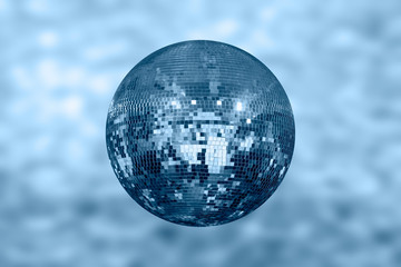 Party disco mirror ball reflecting colorful lights