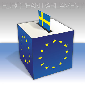 Sweden, voting box, European parliament elections, flag and national symbols, vector illustration