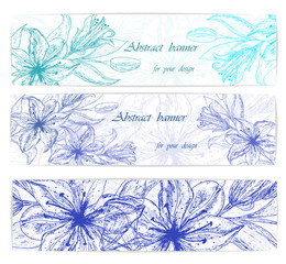 Set backgrounds with flowers Lily . Vector illustration, EPS 10
