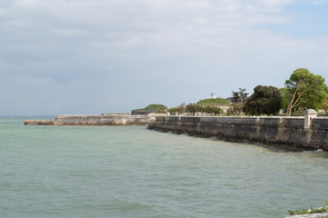 sea coast with fortification in Saint Martin de Re in france a unesco village