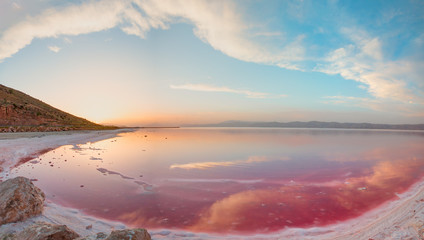 Maharlu pink lake at sunset - Shiraz, Iran