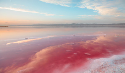 Maharlu pink lake at sunset - Shiraz, Iran