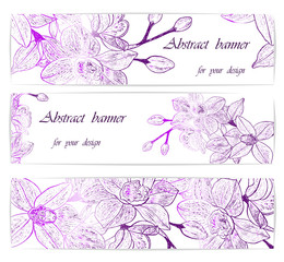 Beautiful background with flowers Orchid and space for text. Vector illustration. EPS 10