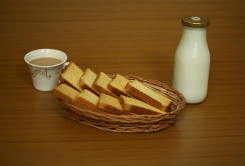 rusk and cup of Milk
