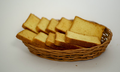 slices of bread on a plate rusk
