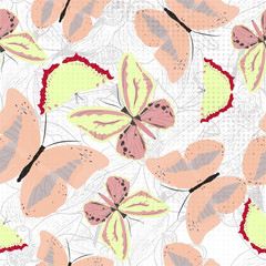 Beautiful seamless pattern with butterflies. Vector illustration, EPS 10