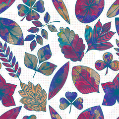 Seamless pattern with abstract leaves. Vector illustration.  EPS 10