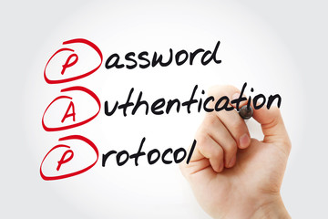 Hand writing PAP Password Authentication Protocol with marker, acronym business concept