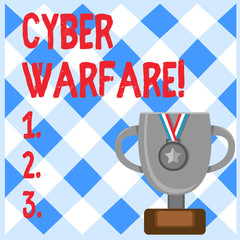 Conceptual hand writing showing Cyber Warfare. Concept meaning activity of using the internet to attack a country s is computers