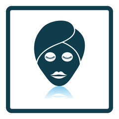 Woman Head With Moisturizing Mask Icon