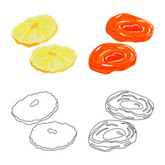 Vector illustration of food  and raw  sign. Collection of food  and nature   stock symbol for web.