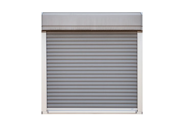 White roller shutter garage window isolated on white background