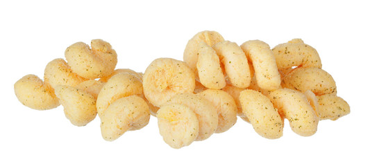 Peanut, corn puffs isolated with white background