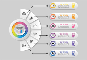 Vector Infographic Design Template with Options Steps and Marketing Icons can be used for info graph, presentations, process, diagrams, annual reports, workflow layout