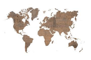 Fototapeta na wymiar world map on brown wall background