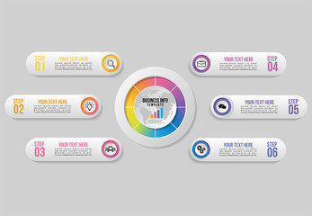 Vector Infographic Design Template with Options Steps and Marketing Icons can be used for info graph, presentations, process, diagrams, annual reports, workflow layout