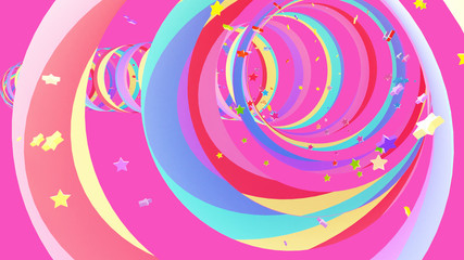 3d render rainbow tunnel with stars.