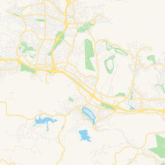 Empty vector map of Thousand Oaks, California, USA