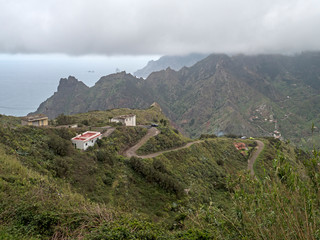 Fototapeta na wymiar The green mountains of Anaga. Summer day on Tenerife island