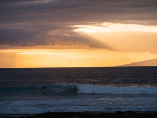 Fototapeta na wymiar Sunset on the Atlantic Ocean El Medano Tenerife Canary Islands Spain