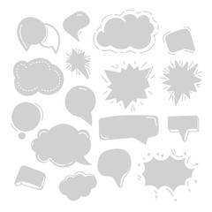 Abstract handdrawn doodle speech clouds isolated on white