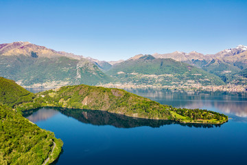 Fototapeta na wymiar Lago di Como (IT) - Baia di Piona - vista aerea