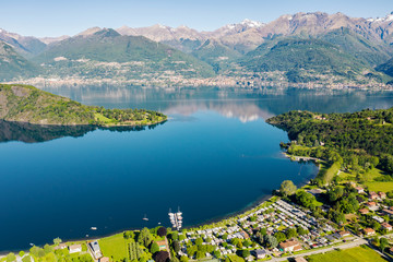 Fototapeta na wymiar Lago di Como (IT) - Baia di Piona - vista aerea 