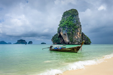 Long tail boat on Phra Nang Beach, Krabi, Thailand