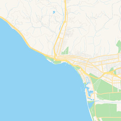 Empty vector map of San Buenaventura, California, USA