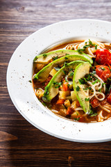 Ramen - soup with noodles and vegetables