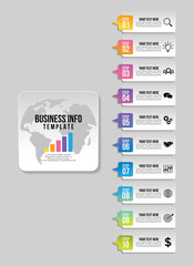 Vector Infographic Design Template with Options Steps and Marketing Icons can be used for info graph, presentations, process, diagrams, annual reports, workflow layout