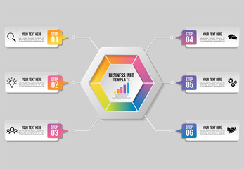 Vector Infographic Design Template with Options Steps and Marketing Icons can be used for info graph, presentations, process, diagrams, annual reports, workflow layout