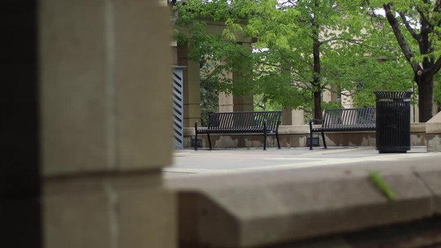 4K 24p, A footage of the outside of CU Boulder Mathematics Building with a squirrel running though the image.